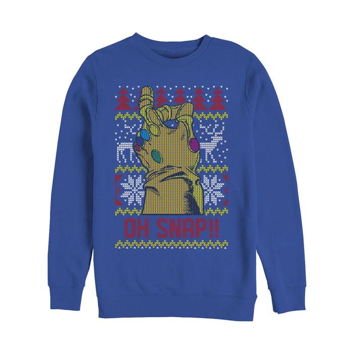 fifth sun Men's Marvel Ugly Christmas Oh Snap Thanos Sweatshirt