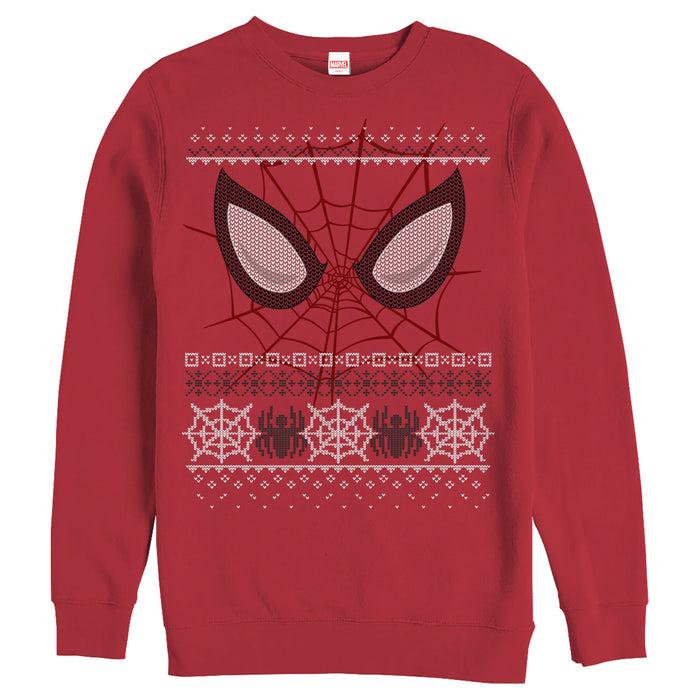 fifth sun Men's Marvel Ugly Christmas Spider-Man Mask Sweatshirt