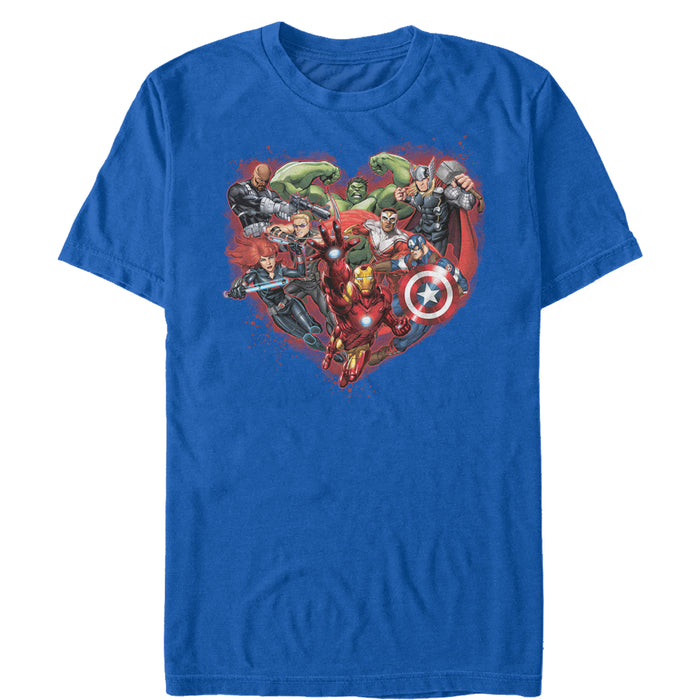 fifth sun Men's Marvel Valentine's Day Avenger Heart Collage T-Shirt