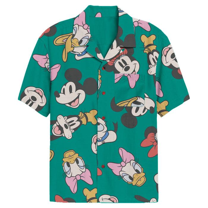 fifth sun Men's Mickey & Friends Retro Character Print Button Down Shirt