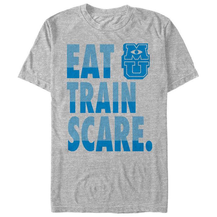 fifth sun Men's Monsters Inc Eat Train Scare Motto T-Shirt