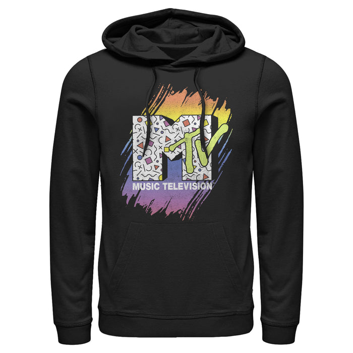 fifth sun Men's MTV 80s Print Pattern Logo Pull Over Hoodie