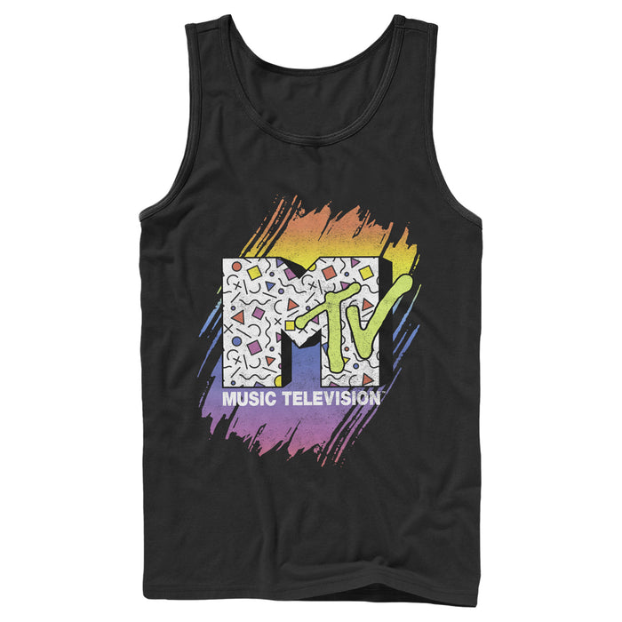 fifth sun Men's MTV 80s Print Pattern Logo Tank Top