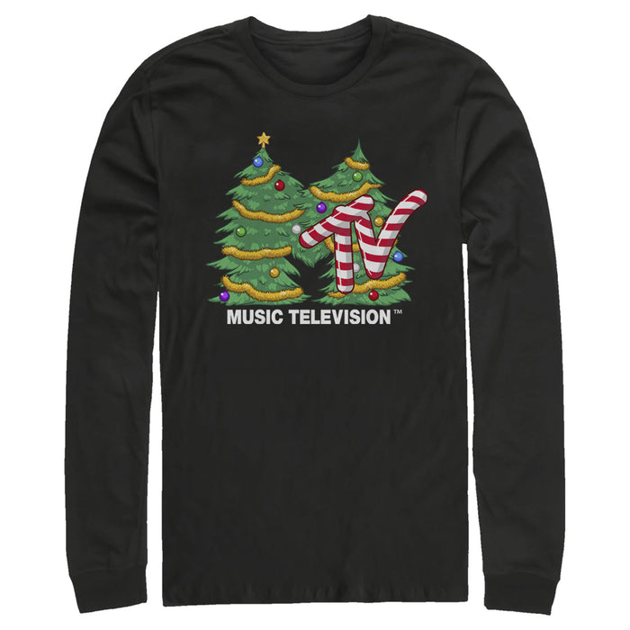 fifth sun Men's MTV Christmas Tree Logo Long Sleeve Shirt