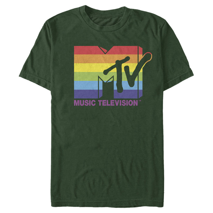 Fifth Sun Men's MTV Horizontal Rainbow Logo T-Shirt
