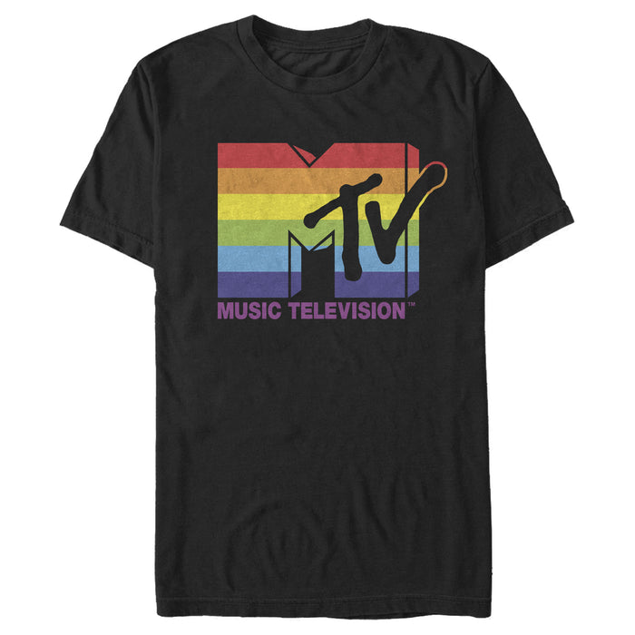 fifth sun Men's MTV Horizontal Rainbow Logo T-Shirt