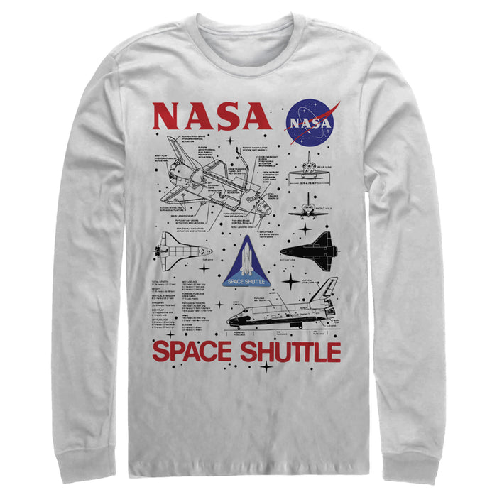 Fifth Sun Men's NASA Space Shuttle Schematic Details Long Sleeve Shirt