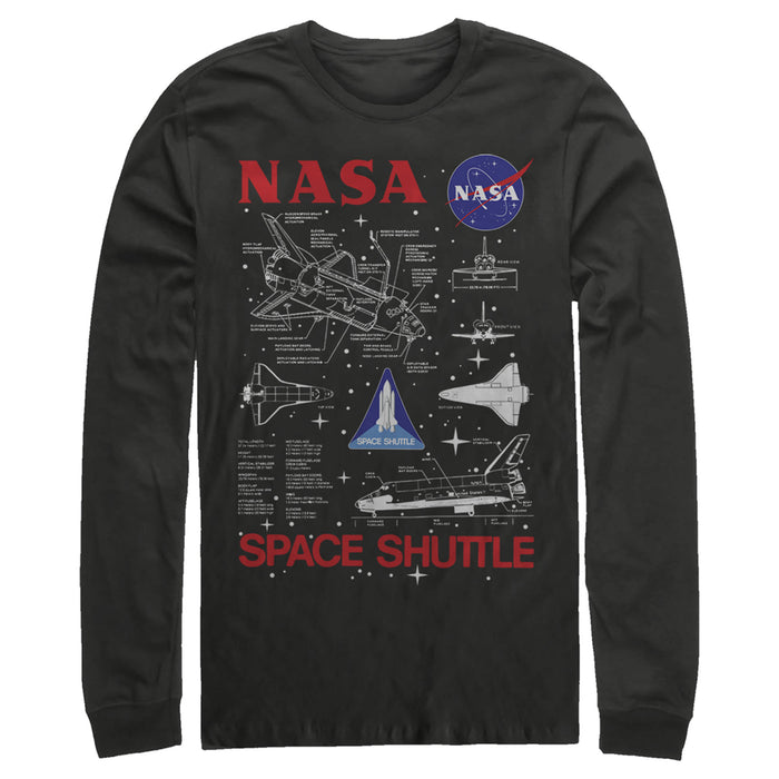 fifth sun Men's NASA Space Shuttle Schematic Details Long Sleeve Shirt
