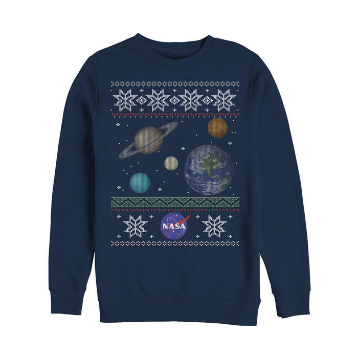 fifth sun Men's NASA Ugly Christmas Planet Print Sweatshirt