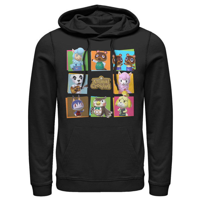 fifth sun Men's Nintendo Animal Crossing Group Shot Panels Pull Over Hoodie