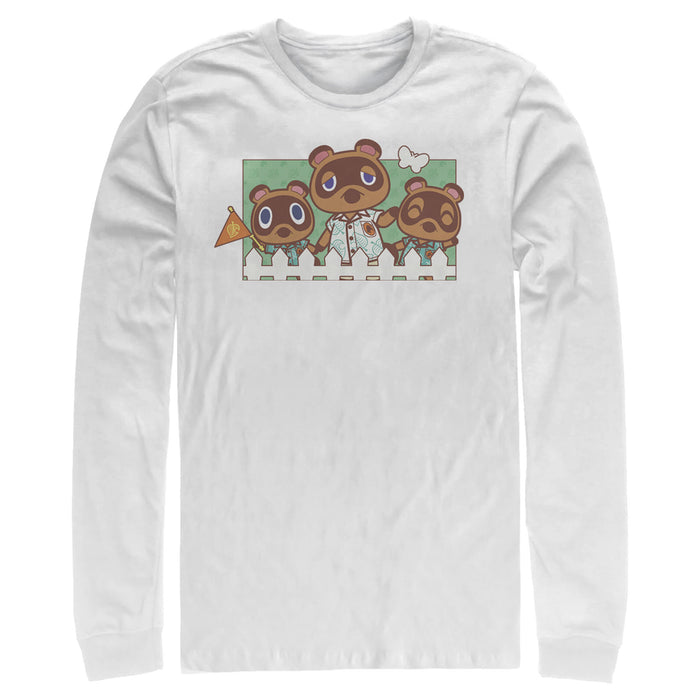 fifth sun Men's Nintendo Animal Crossing Nook Family Portrait Long Sleeve Shirt