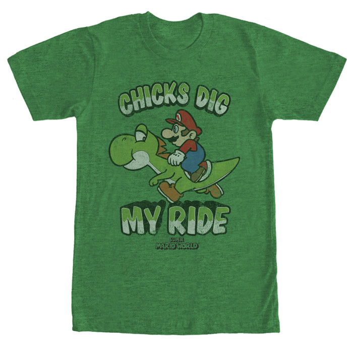 fifth sun Men's Nintendo Mario Chicks Dig Ride T-Shirt