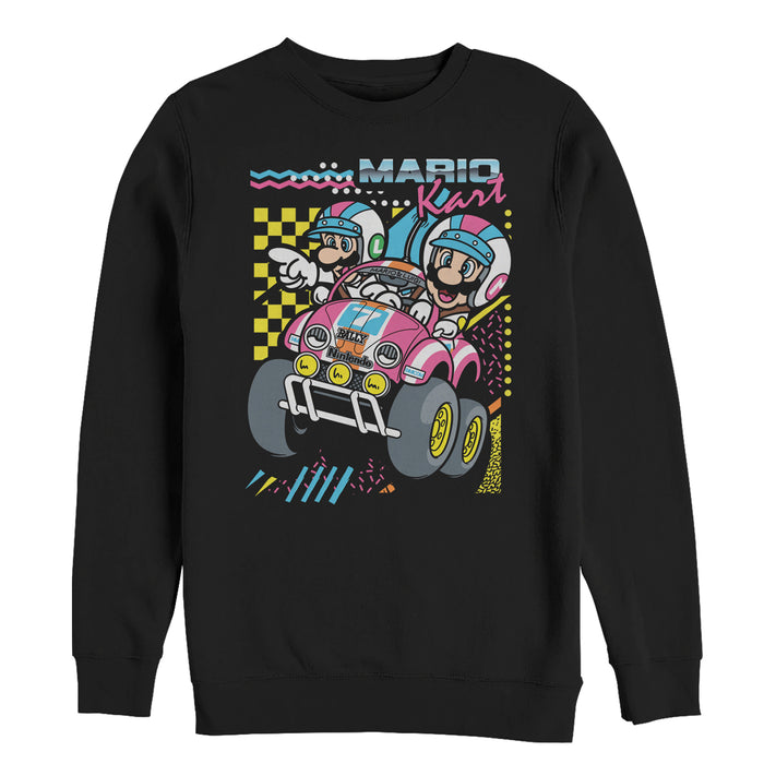 fifth sun Men's Nintendo Mario Kart 90's Art Sweatshirt
