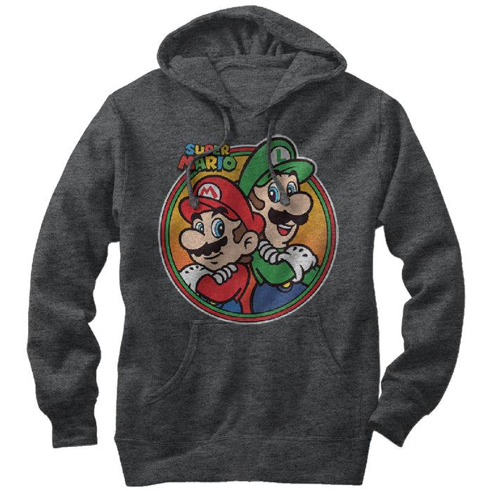 fifth sun Men's Nintendo Mario Luigi Back to Back Pull Over Hoodie