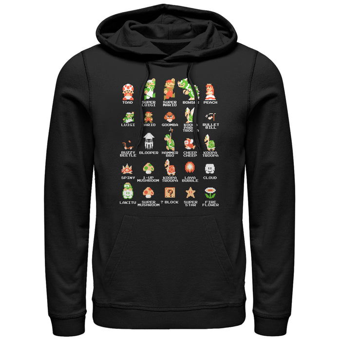 fifth sun Men's Nintendo Super Mario Bros Character Guide Pull Over Hoodie