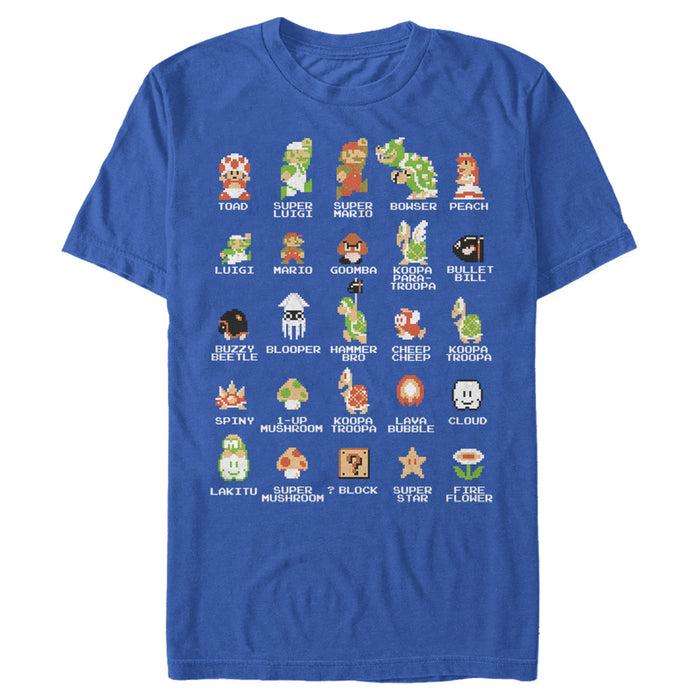Fifth Sun Men's Nintendo Super Mario Bros Character Guide T-Shirt