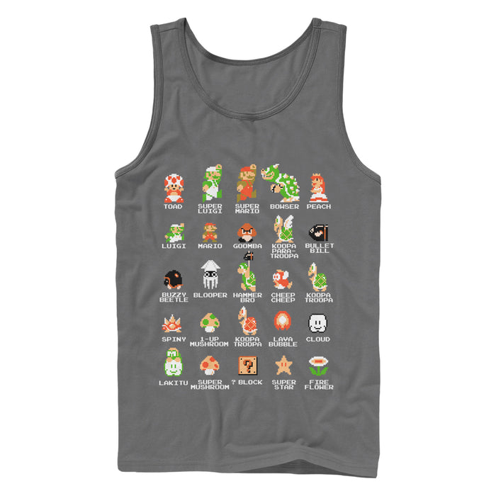 fifth sun Men's Nintendo Super Mario Bros Character Guide Tank Top