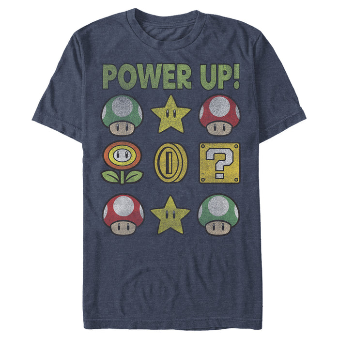 fifth sun Men's Nintendo Super Mario Power Up Bingo T-Shirt
