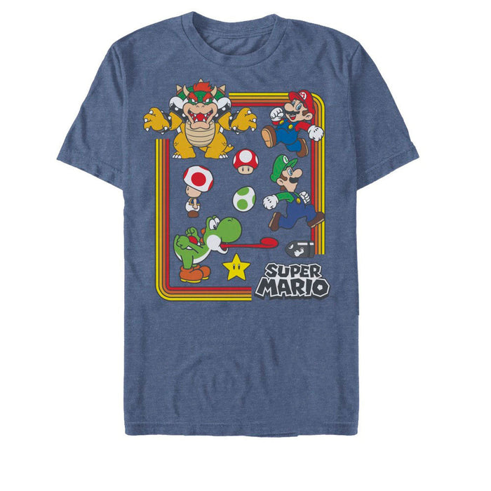 fifth sun Men's Nintendo Super Mario Rainbow Frame T-Shirt