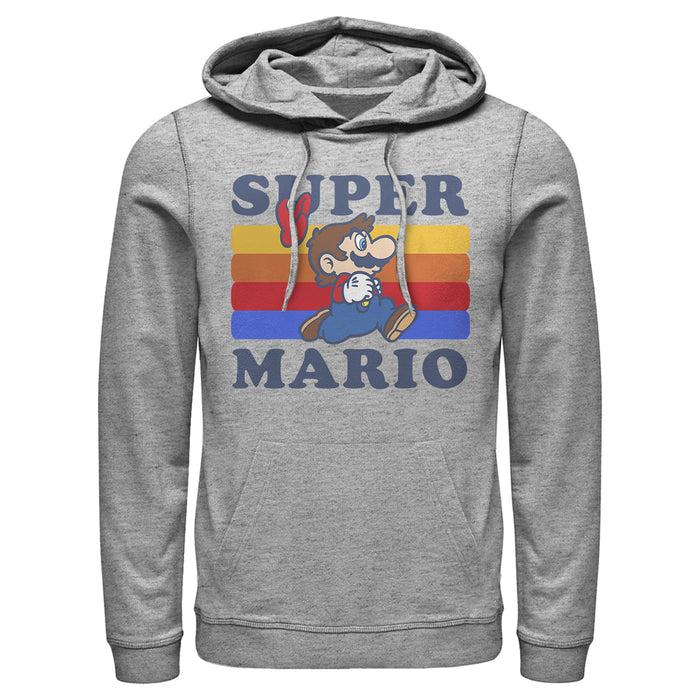 fifth sun Men's Nintendo Super Mario Side View Retro Run Rainbow Pull Over Hoodie