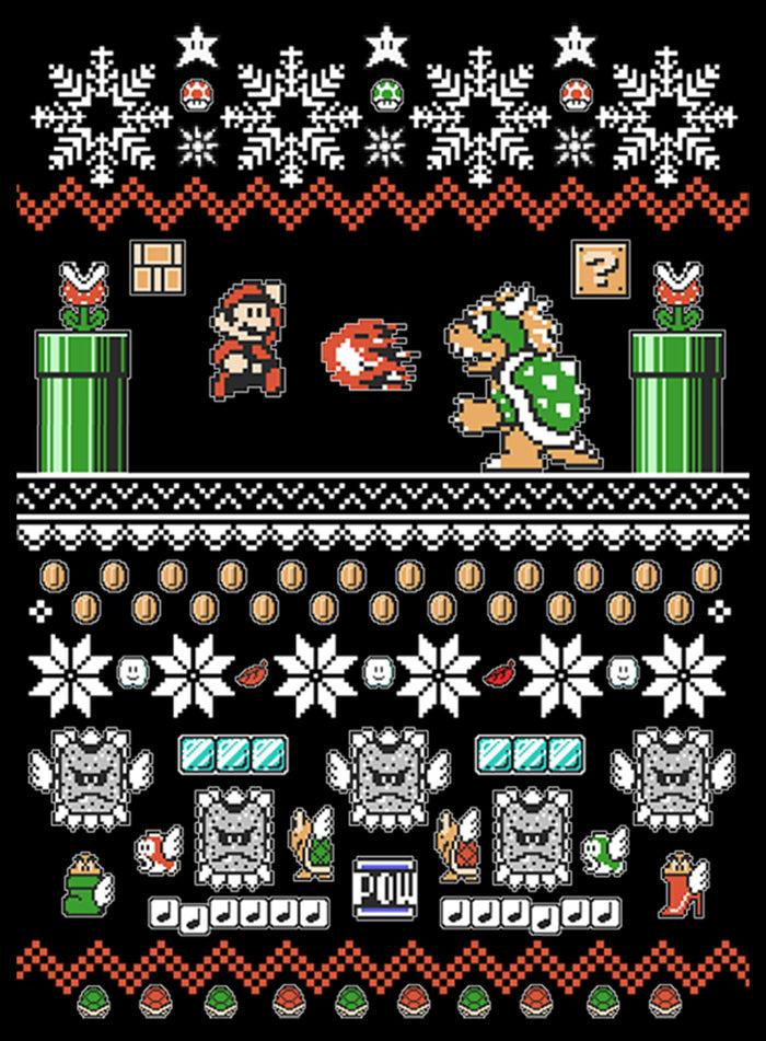 Fifth Sun Men's Nintendo Ugly Christmas Mario And Bowser Sweatshirt