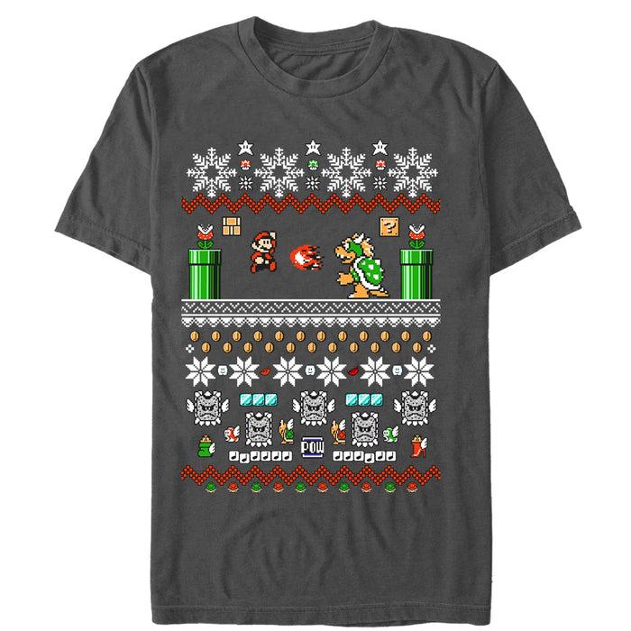 fifth sun Men's Nintendo Ugly Christmas Mario and Bowser T-Shirt