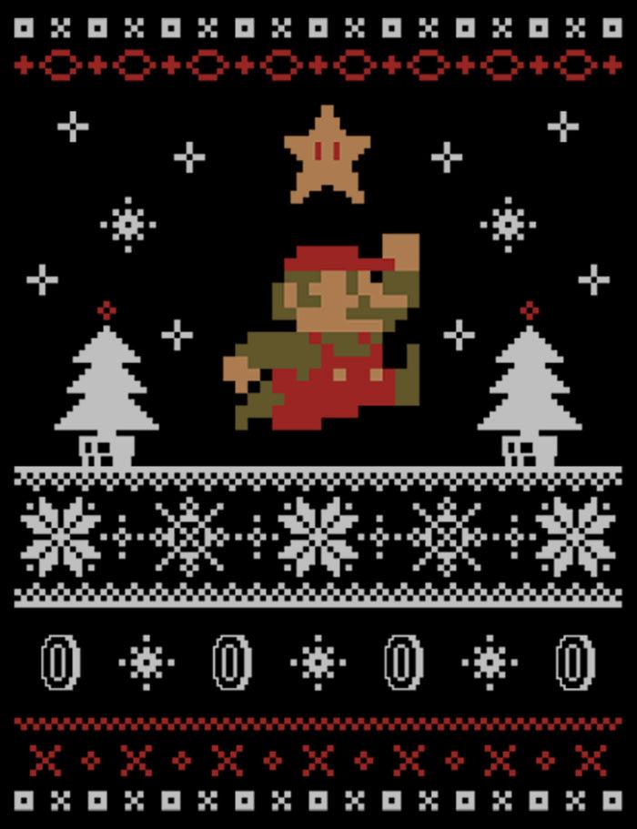 Fifth Sun Men's Nintendo Ugly Christmas Mario Jump Star Pull Over Hoodie