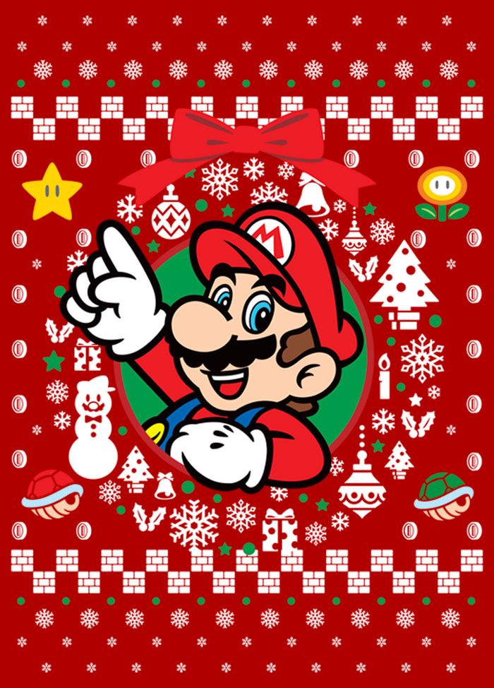Fifth Sun Men's Nintendo Ugly Christmas Mario Wreath T-Shirt