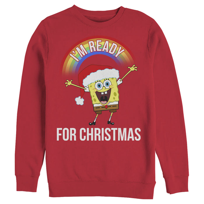 Fifth Sun Men's SpongeBob SquarePants Christmas I'm Ready Rainbow Sweatshirt