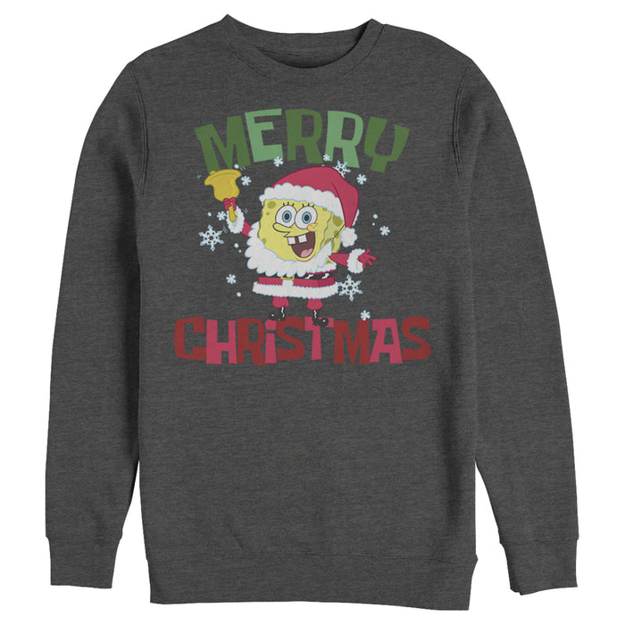 fifth sun Men's SpongeBob SquarePants Christmas Santa Beard Sweatshirt