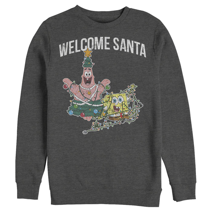 Fifth Sun Men's SpongeBob SquarePants Christmas Welcome Santa Sweatshirt