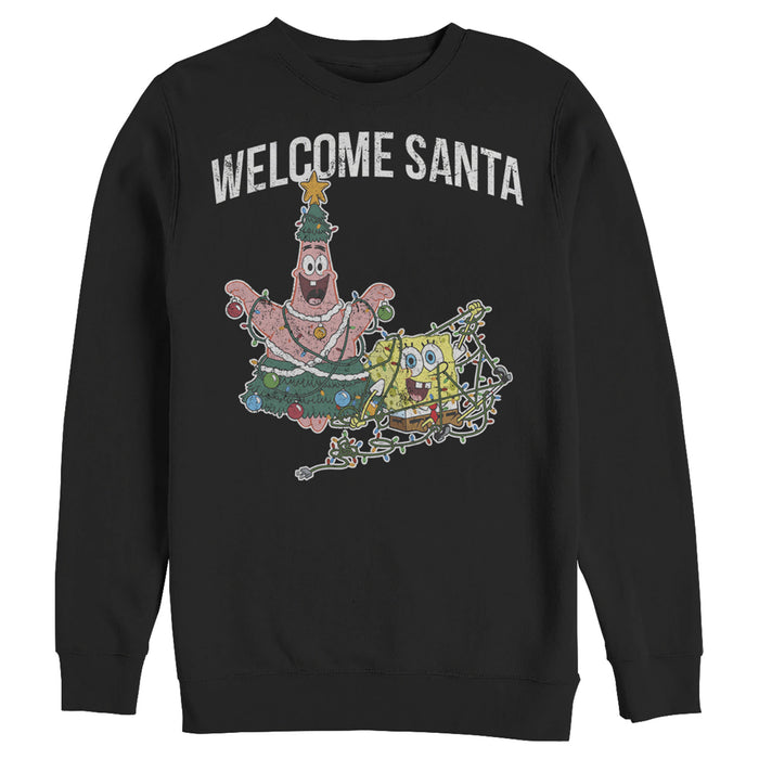 Fifth Sun Men's SpongeBob SquarePants Christmas Welcome Santa Sweatshirt