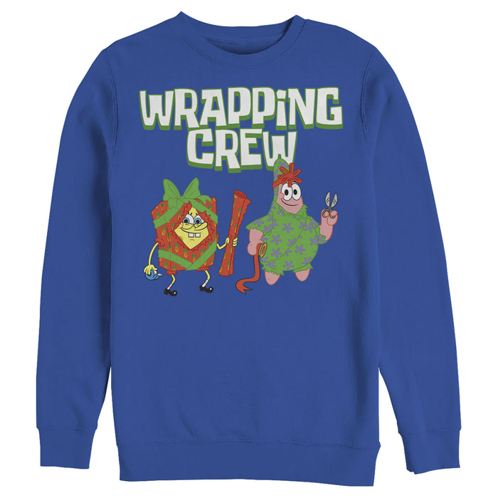 fifth sun Men's SpongeBob SquarePants Christmas Wrapping Crew Sweatshirt