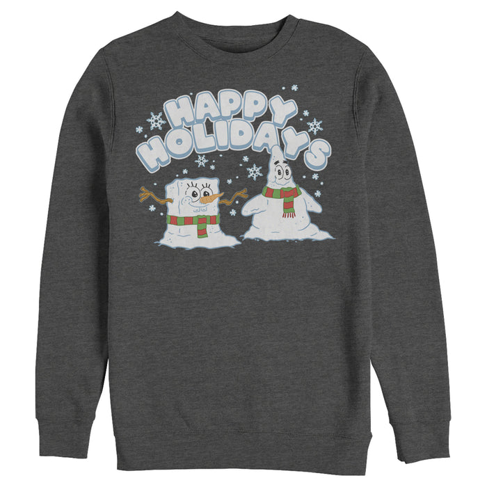 Fifth Sun Men's SpongeBob SquarePants Happy Holiday Snowman Sweatshirt