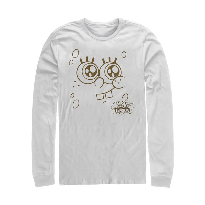fifth sun Men's SpongeBob SquarePants Smiling Face Long Sleeve Shirt