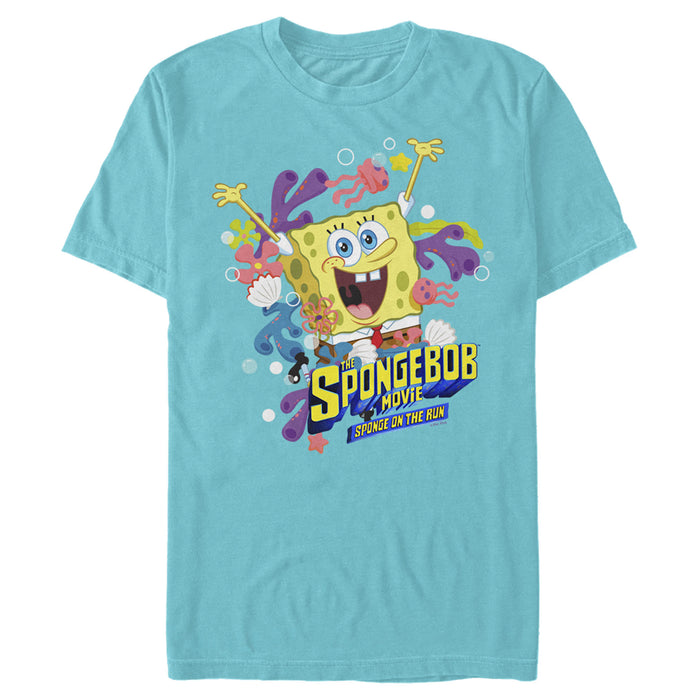 fifth sun Men's SpongeBob SquarePants Sponge on the Run Ocean Celebration T-Shirt
