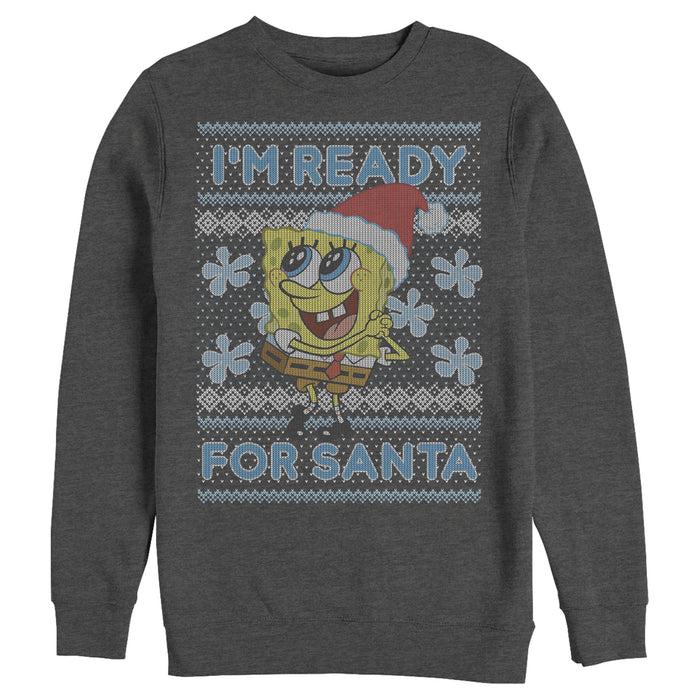 fifth sun Men's SpongeBob SquarePants Ugly Christmas Ready Santa Sweatshirt