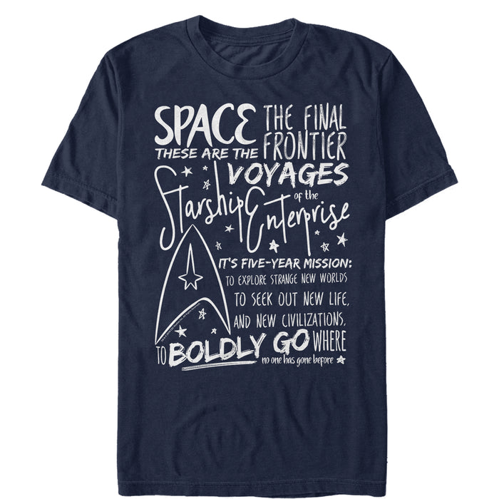 fifth sun Men's Star Trek 5-Year Mission Text T-Shirt