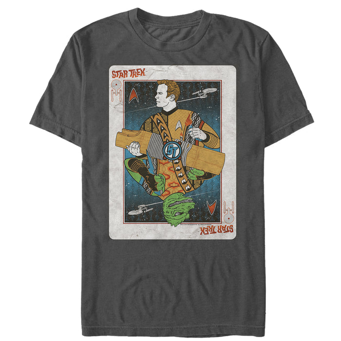 fifth sun Men's Star Trek Captain Kirk & Gorn Playing Card T-Shirt