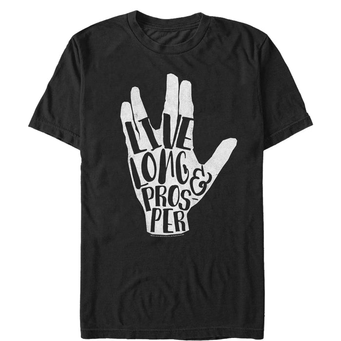 fifth sun Men's Star Trek Live Prosper Vulcan Salute Hand T-Shirt