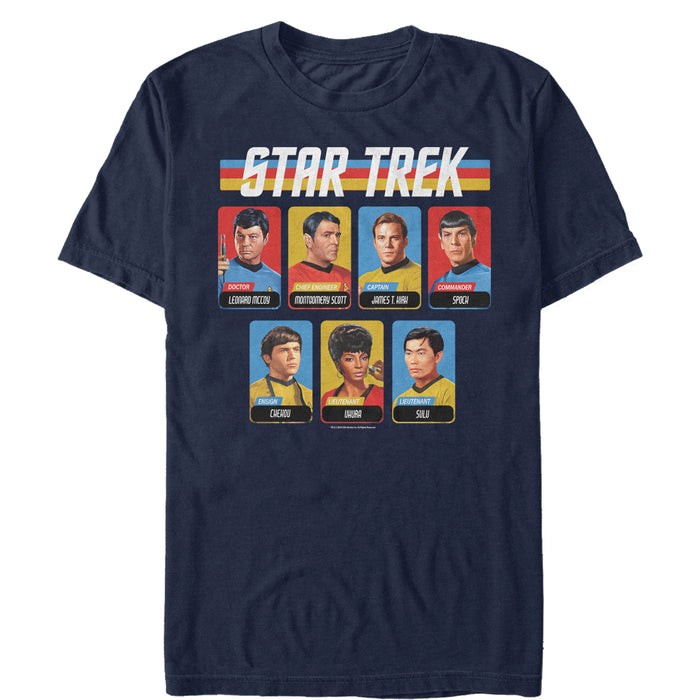 fifth sun Men's Star Trek Rainbow Enterprise Crew Playing Cards T-Shirt
