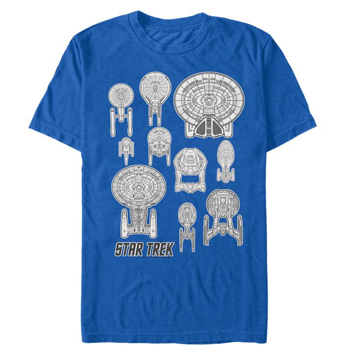 fifth sun Men's Star Trek Starfleet Ship Classes White T-Shirt
