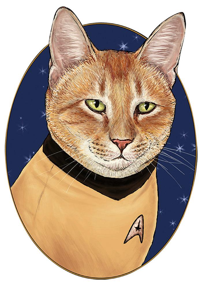 Fifth Sun Men's Star Trek: The Original Series Captain Kirk Cat Baseball Tee
