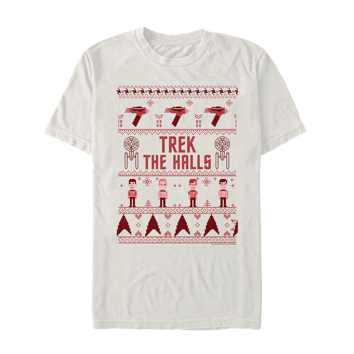 fifth sun Men's Star Trek Ugly Christmas Trek the Halls T-Shirt