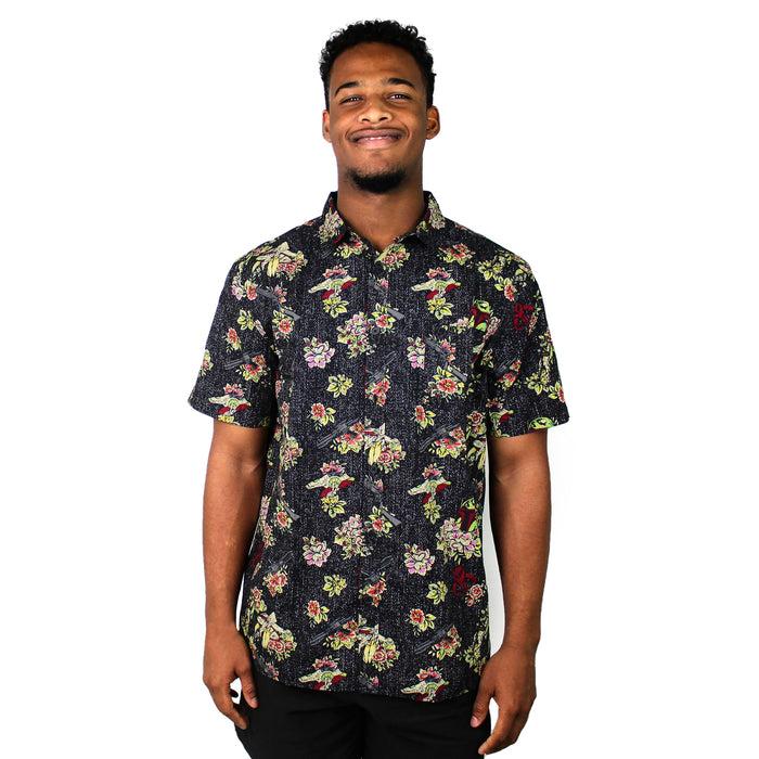 fifth sun Men's Star Wars Boba Fett Floral Print Button Down Shirt