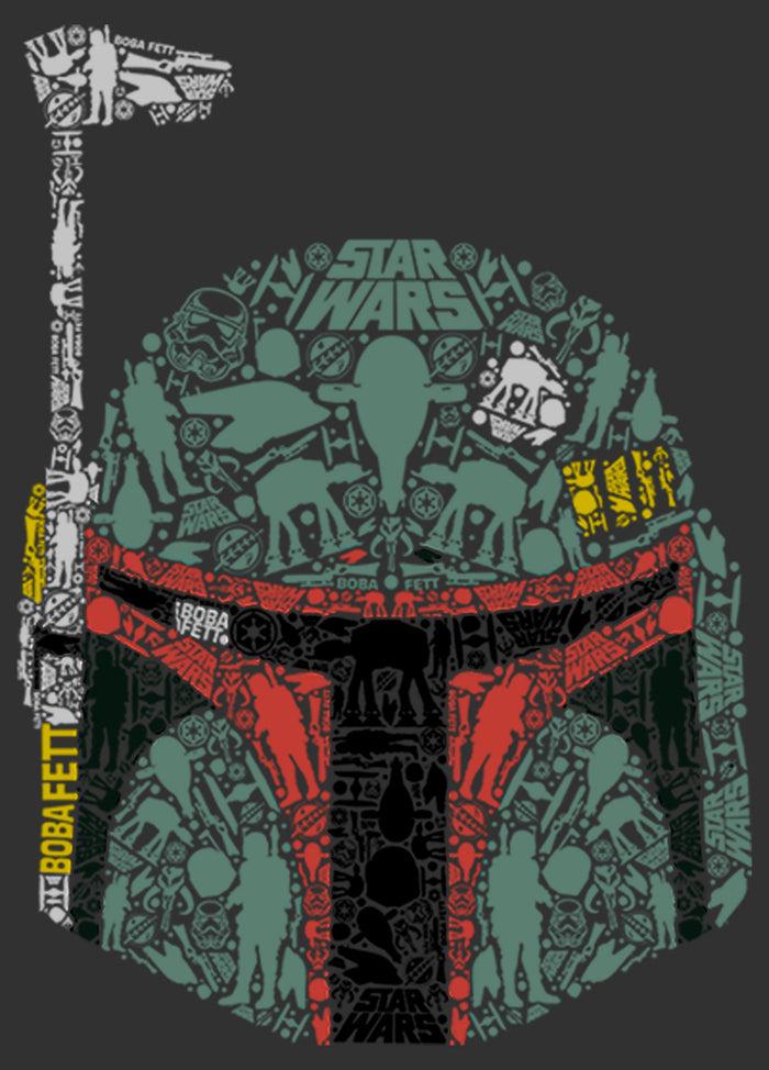 Fifth Sun Men's Star Wars Boba Fett Silhouette Helmet Fill T-Shirt