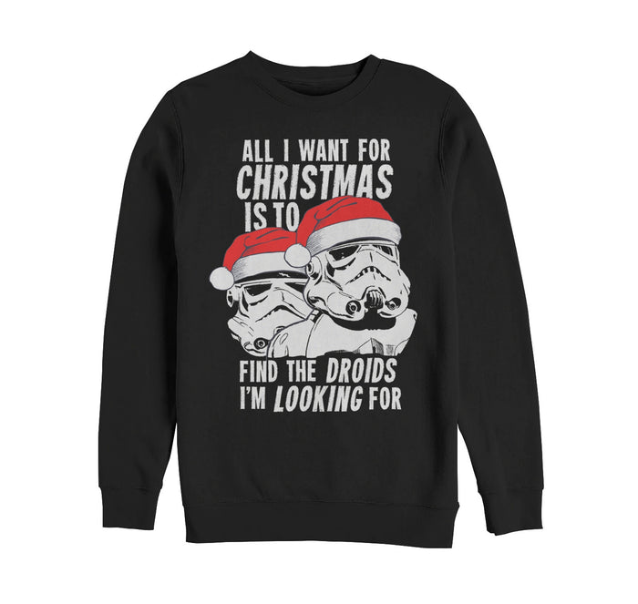 fifth sun Men's Star Wars Christmas Droids Looking Wish Sweatshirt