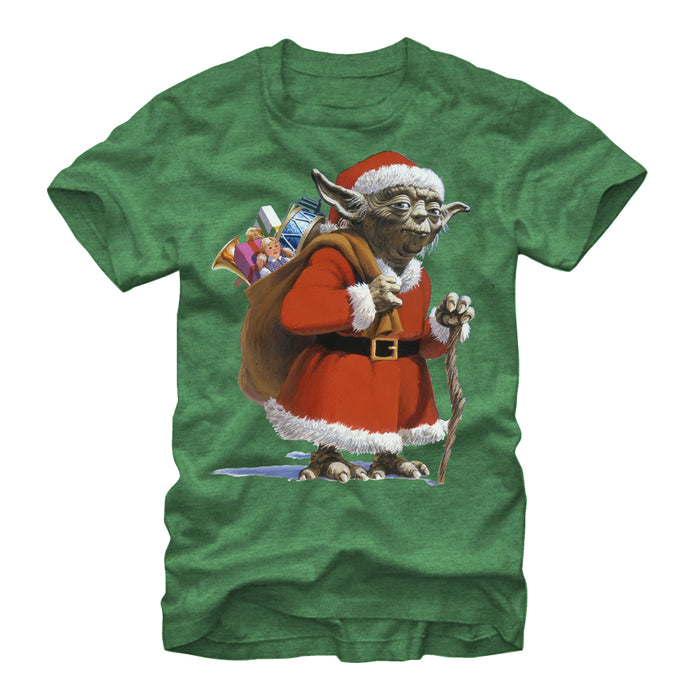 fifth sun Men's Star Wars Christmas Santa Yoda T-Shirt