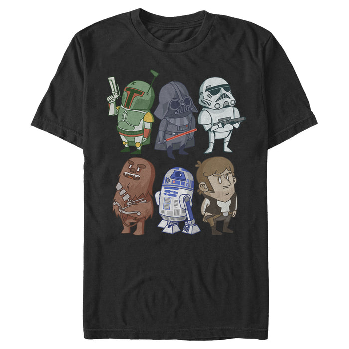 fifth sun Men's Star Wars Doodle Character Grid T-Shirt