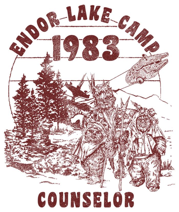 Fifth Sun Men's Star Wars Endor Lake Camp Counselor 1983 Baseball Tee